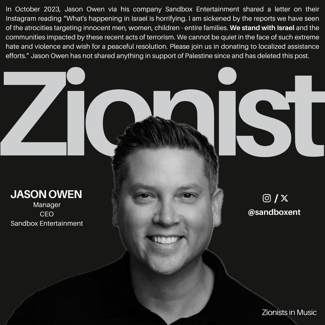 Manager of Billie Eilish, FINNEAS, Kacey Musgraves, and more is Zionist Jason Owen.